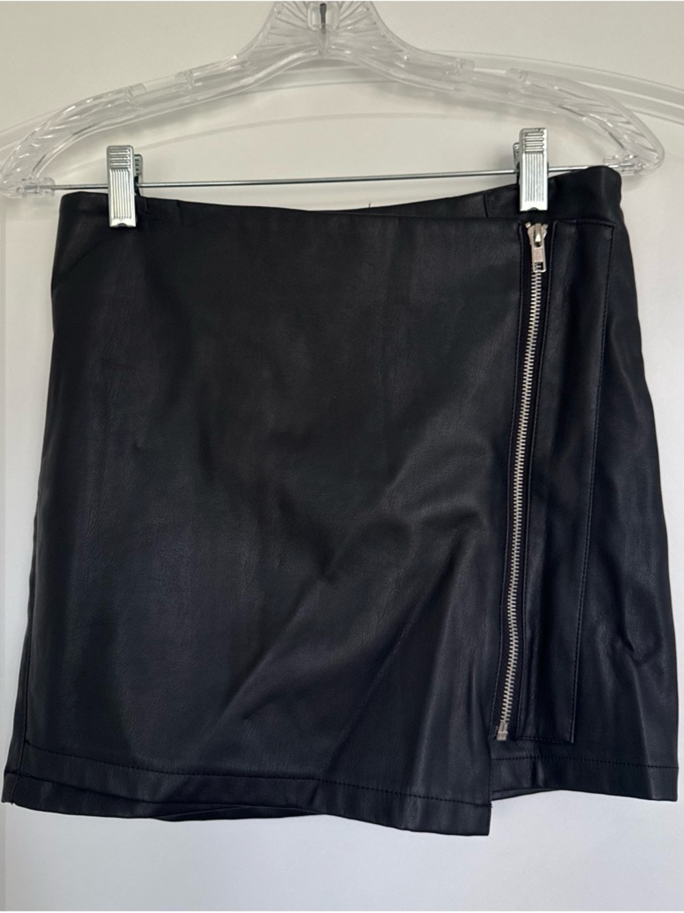 Lulus Black Faux Leather Zip-Front Mini Skirt
